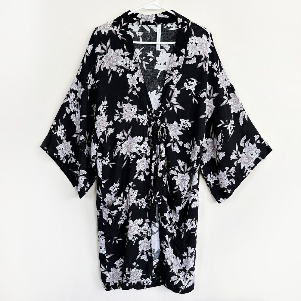 Spiritual Gangster Floral Kimono Cardigan Duster One Size Boho Open Front Rayon